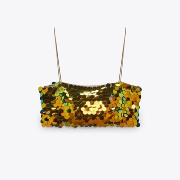 ZARA SHORT SEQUIN TOP - Picture 1 of 9